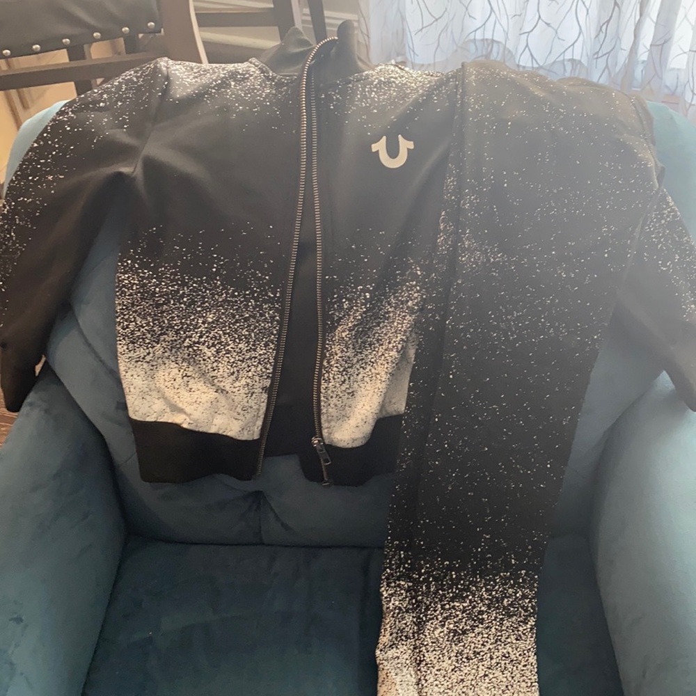 Kids True Religion track suit, Size 6, Black and silver